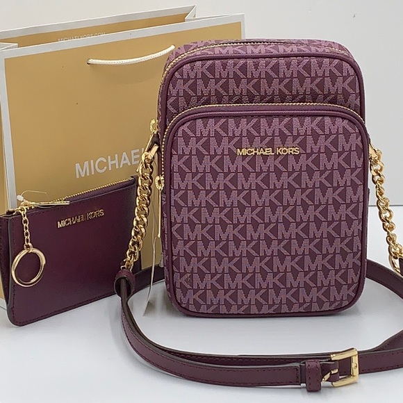 MICHAEL KORS Jet Set Travel Medium Logo Crossbody Bag & Small Coinpouch ID card - Picture 3 of 16